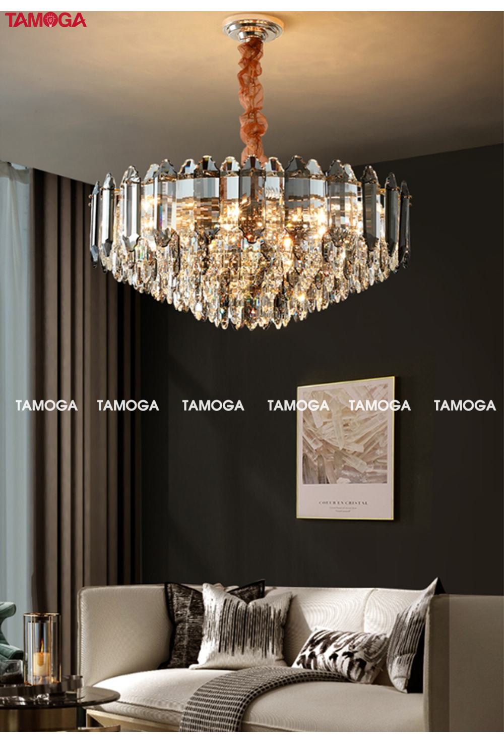 Đèn trần trang trí pha lê TAMOGA GWENYS 8977 đường kính 750mm
