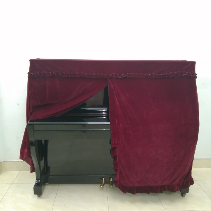 Bộ khăn phủ đàn piano cơ nhung đỏ