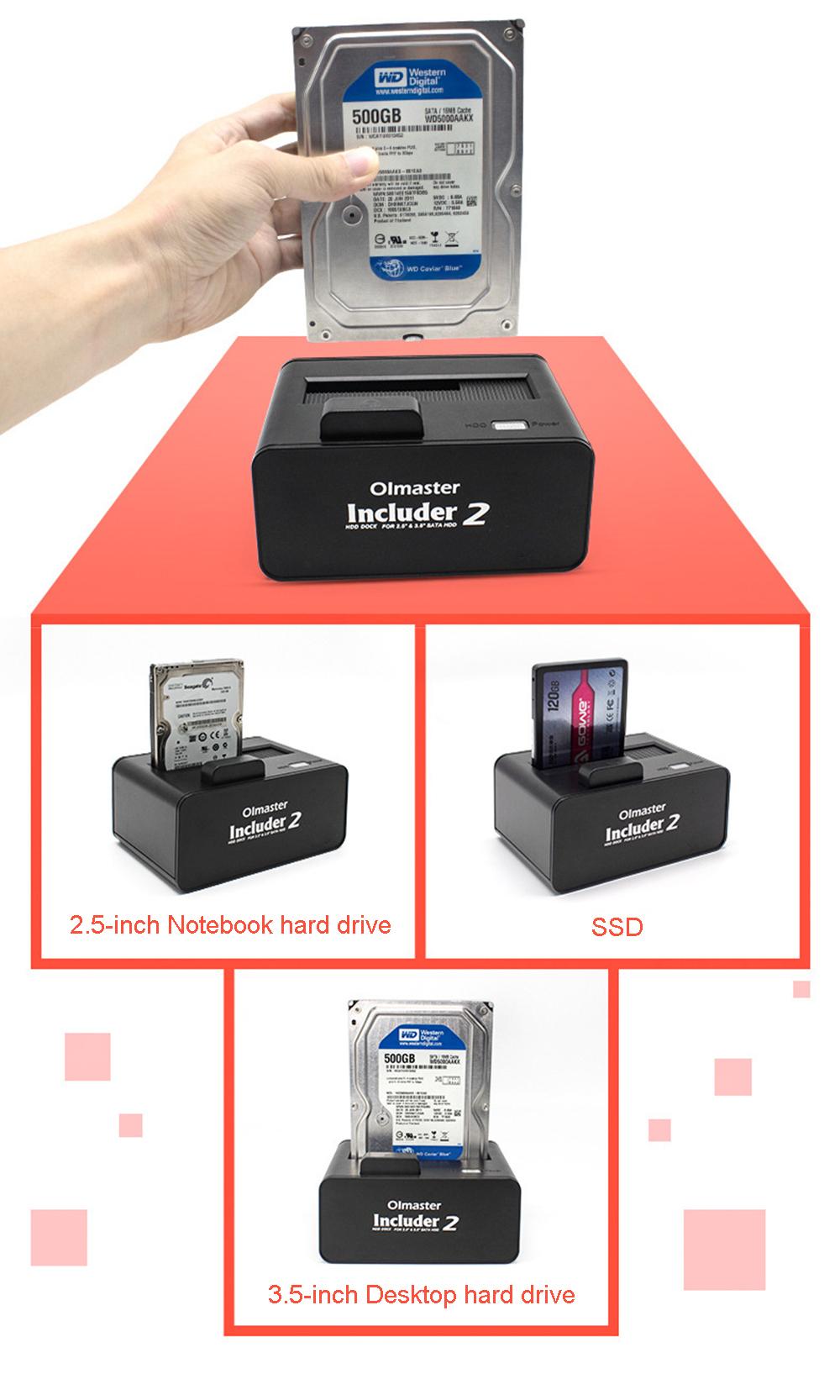 Ổ cứng 2,5 / 3,5 inch SATA HDD / SSD USB3.0 Ổ cứng HDD Docking cho Windows
