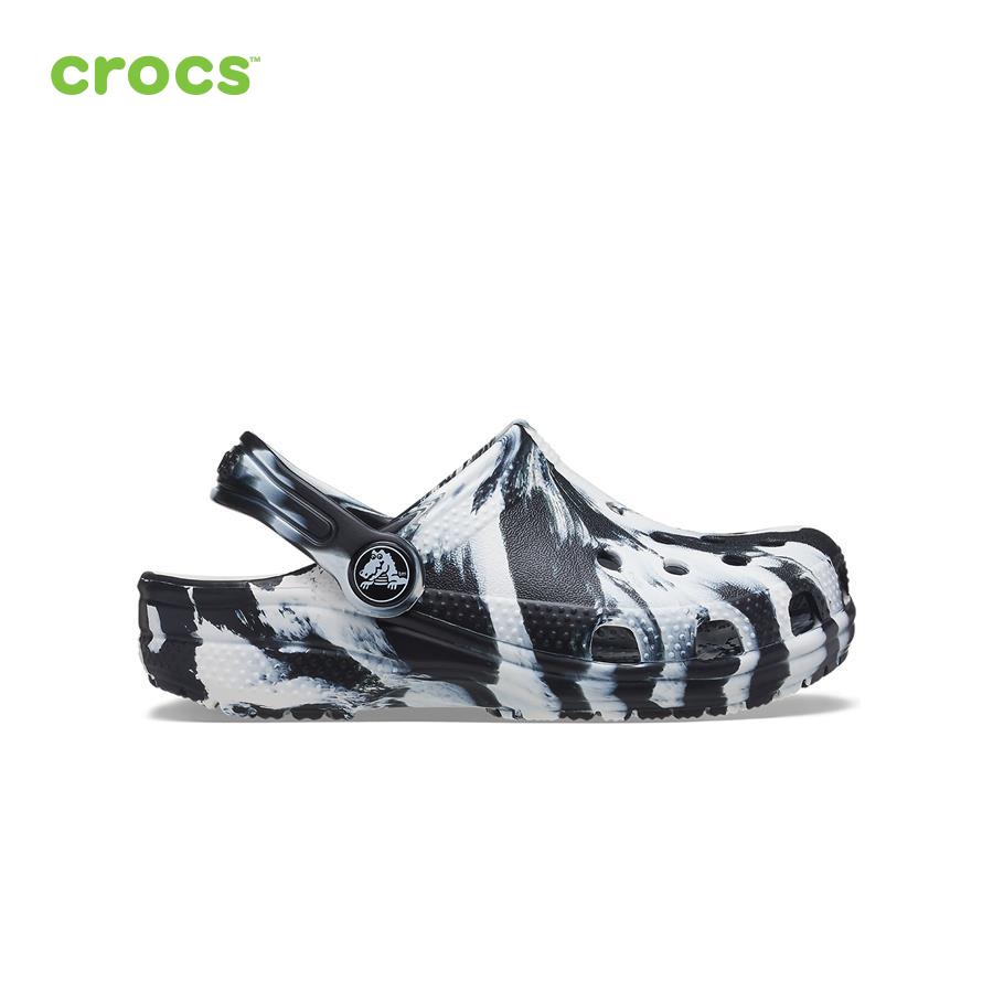Giày lười trẻ em Crocs FW Classic Clog Toddler Marbled Blk/Whi - 206838-066