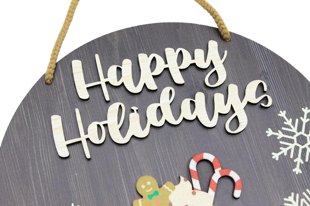 Bảng Gỗ Tròn Treo Tường Trang Trí Giáng Sinh - Bách Mộc - Ly Kem Tuyết