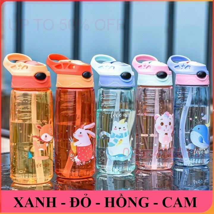 Bình Tập Uống Nước đựng Sữa Chống Sặc 450ml Cao Cấp Có Quai Chịu Nhiệt Tốt An Toàn Cho Bé mang đi học, đi chơi, du lịch