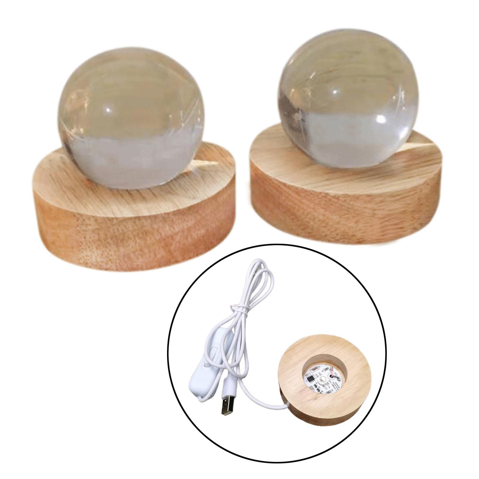 Set of 2 LED Night Light Base Acrylic Display Holder Lamp for Crystals Lights