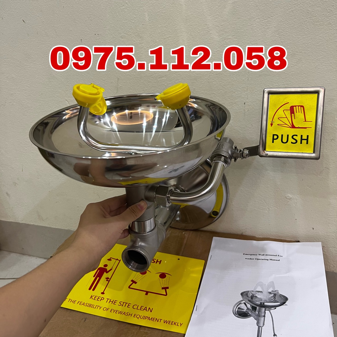 Máy rửa mắt khẩn cấp để bàn loại tốt, bồn rửa mắt khẩn cấp gắn tường inox304 loại đẹp