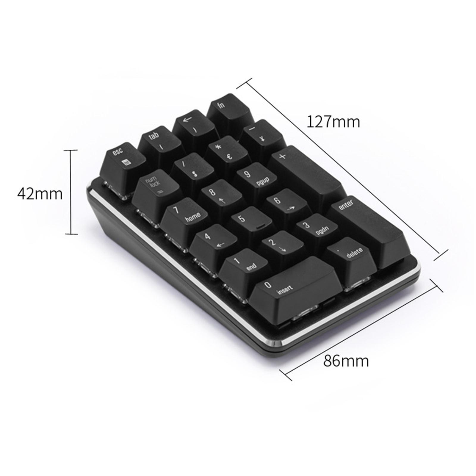 2.4G Wireless Mechanical Numeric Keypad 21 Keys Mini Keyboard Black