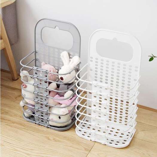 Giỏ đựng quần áo, đồ dùng lặt vặt gia đình bằng nhựa cao cấp - Giỏ nhựa treo quần áo cạnh máy giặt gấp gọn treo tường tiện lợi - Rổ xếp treo tường thông minh