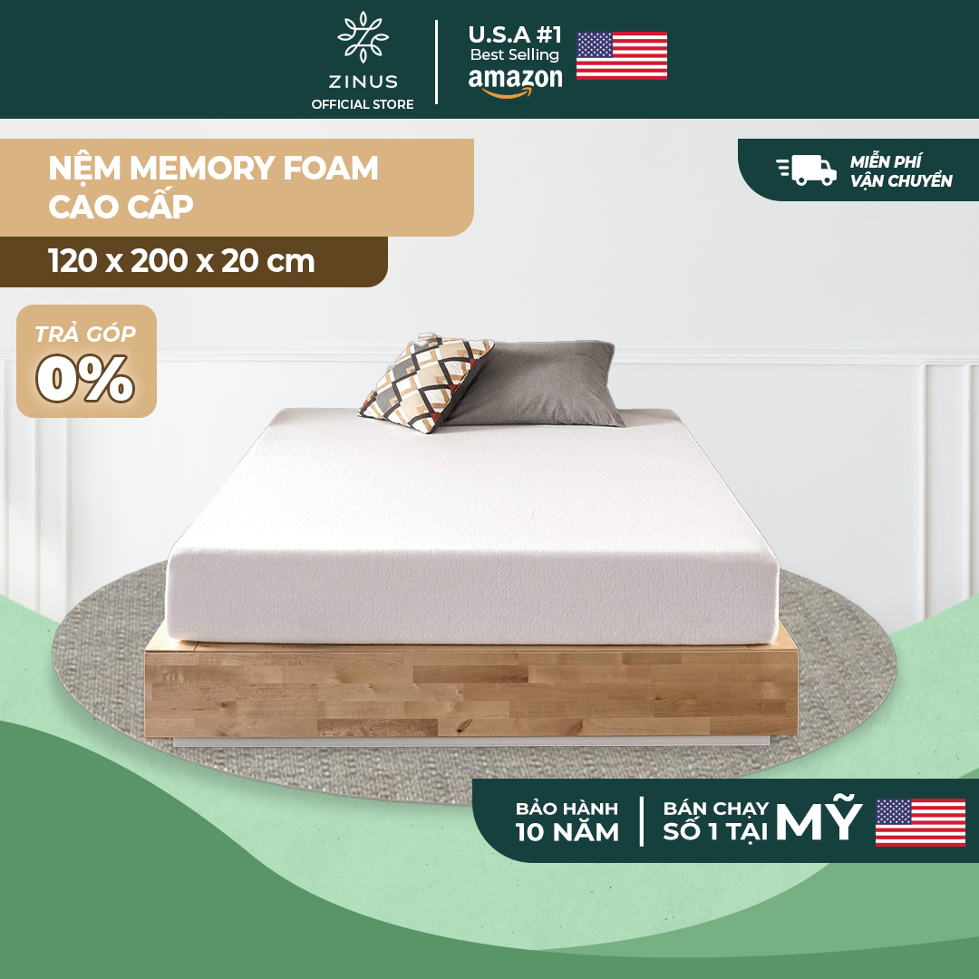 Nệm foam cuộn hút chân không cao cấp Zinus - Memory Foam Mattress