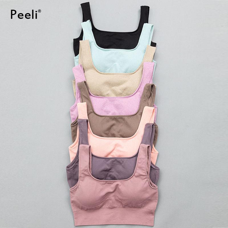 Peeli 2020 Không Đường May Áo Ngực Thể Thao Tác Động Cao Tập Gym Áo Chạy Đẩy Lên Tập Thể Dục Yoga Bra Lót Gân Cho Tập Đầu người Phụ Nữ