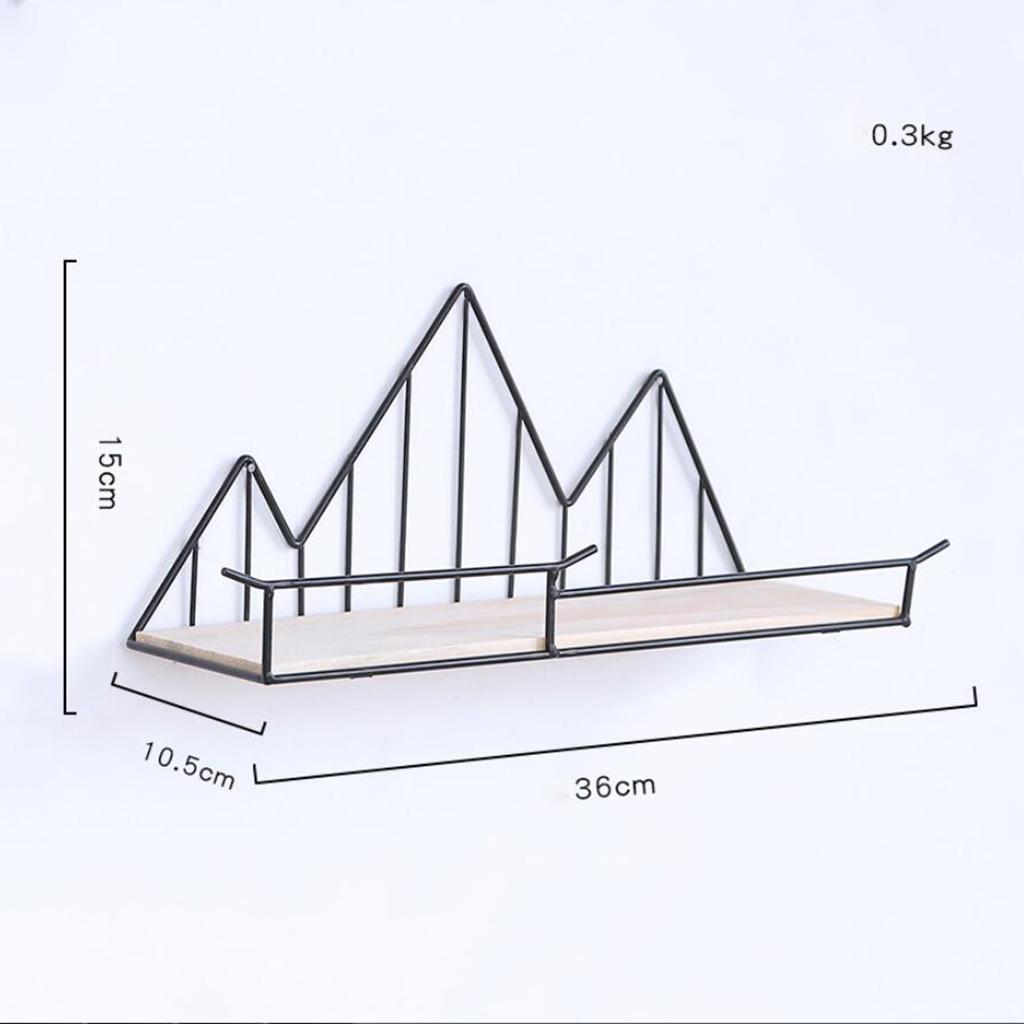 Nordic Style Iron Wood Wall Shelf Rack Shelf Wall Mount Display Organizer Black