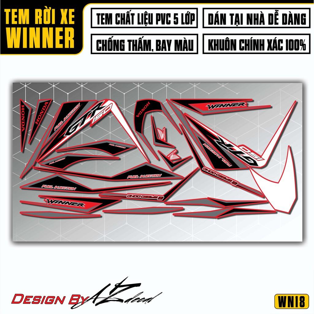Tem Rời Dán Xe Winner V1 / 150 Mẫu GTR | WN18 | Decal Chế Xe Chất Liệu PVC Chống Nước, Chống Bay Màu - Đỏ Xanh Trắng