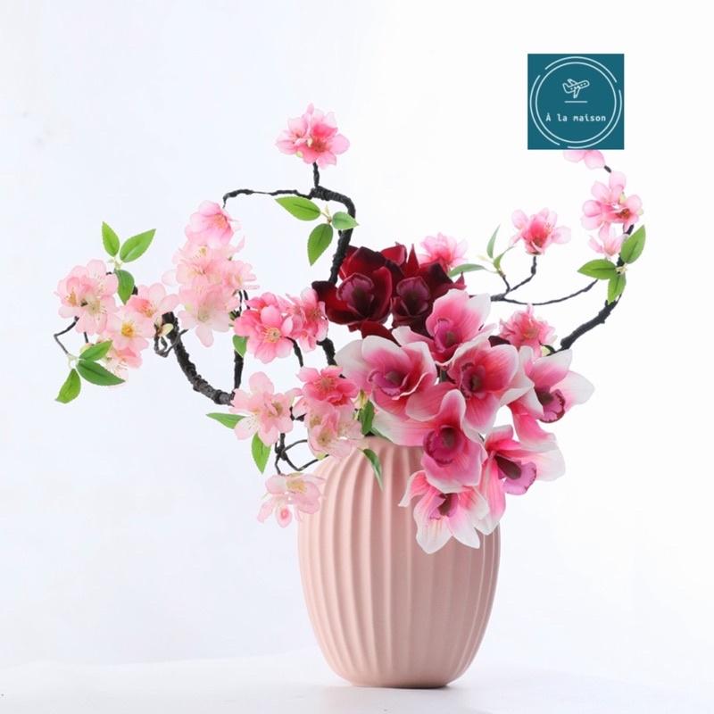 Bó hoa địa lan từ lụa cao 28cm đẹp sang trọng, hoa decor trang trí nội thất, chụp ảnh
