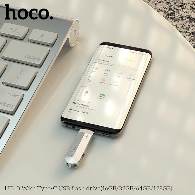 USB 3.0 2 đầu Type C và USB cho điện thoại, laptop, pc ổ cứng di động dung lượng 16 GB/ 32GB/ 64GB/ 128GB Hoco UD10 tốc độ 100Mb/s hàng chính hãng