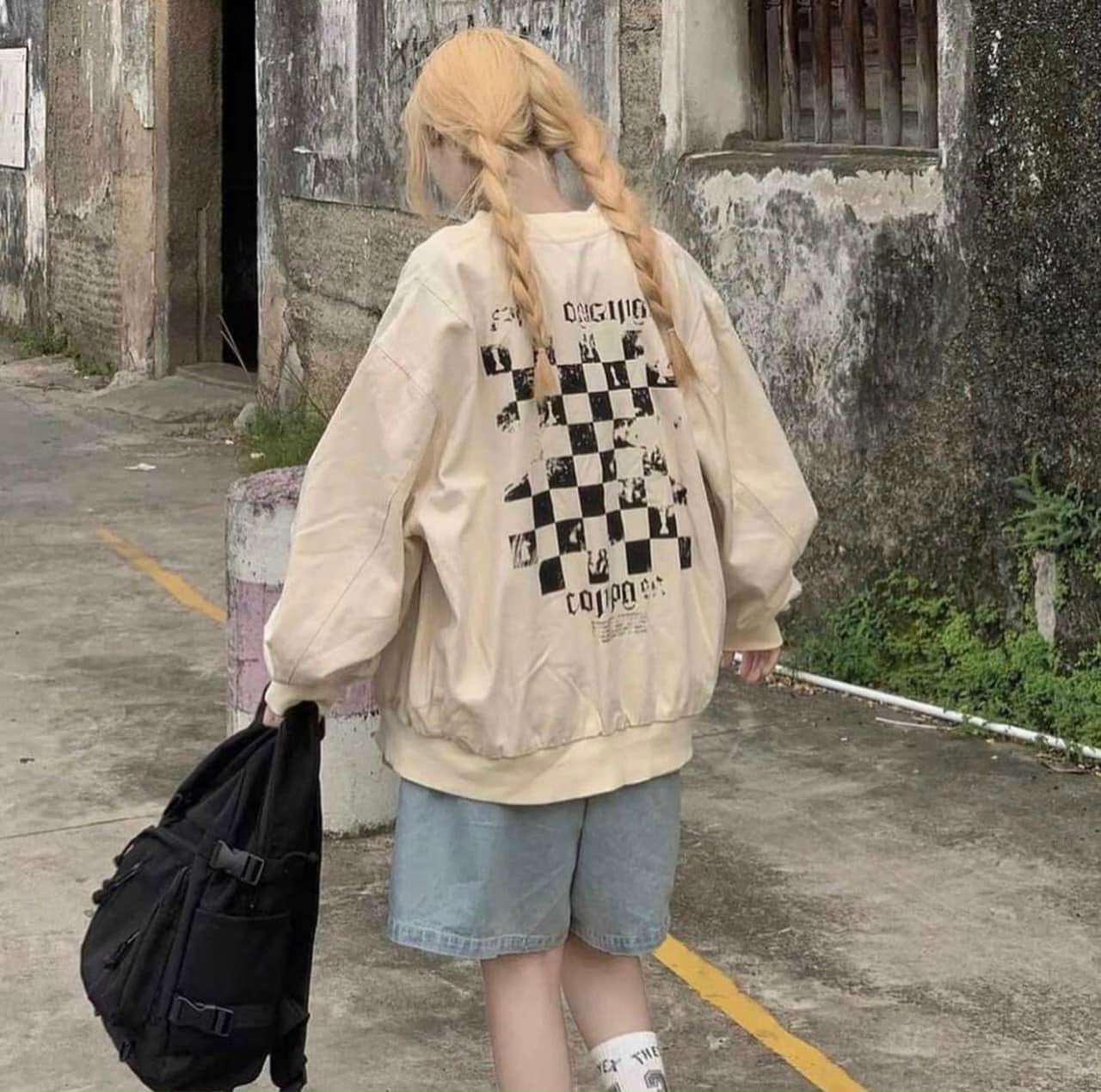 Áo khoác nhung bomber FM - JUNclothing, Áo khoác nhung 2 lớp dày đẹp logo thêu trẻ trung năng động, áo bomber jackets bóng chày nhung gân phối sọc caro from rộng quảng châu unisex ulzzang