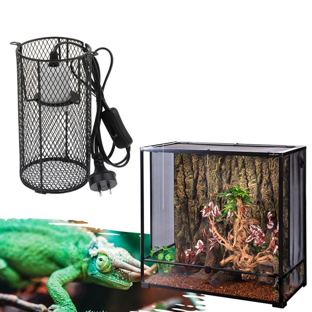 2x Reptile Terrarium Heat Lamp Light Bulb Anti-Scald Lampshade Cage Fixture