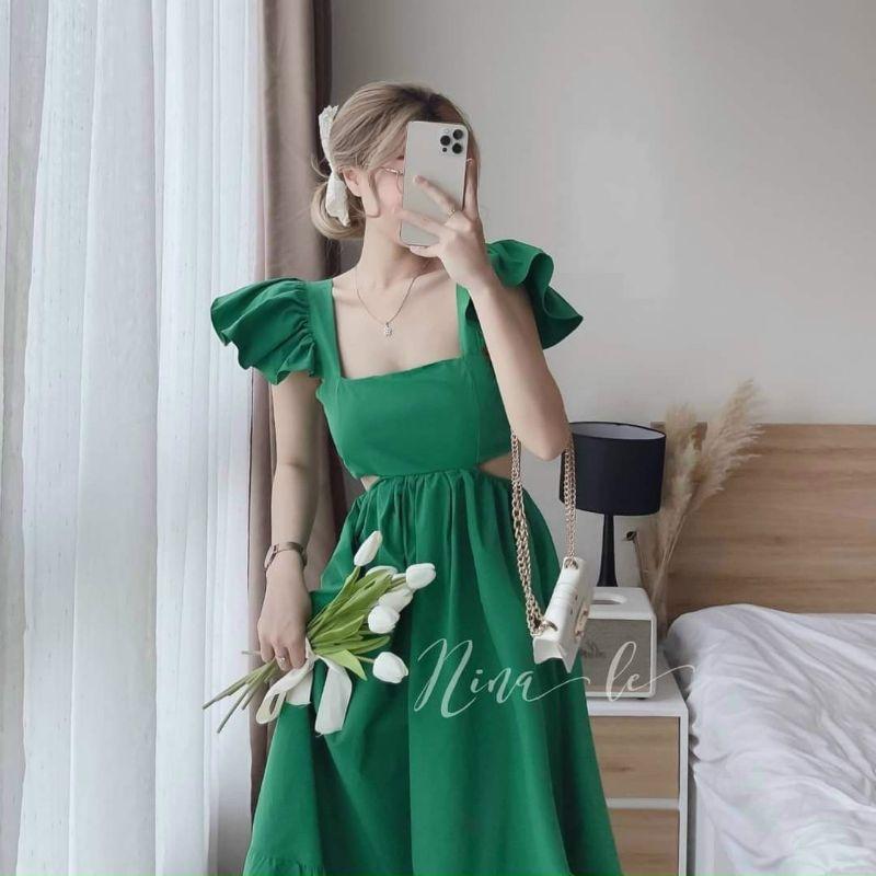 ĐẦM MAXI KHOÉT EO 2 BÊN BÈO VAI