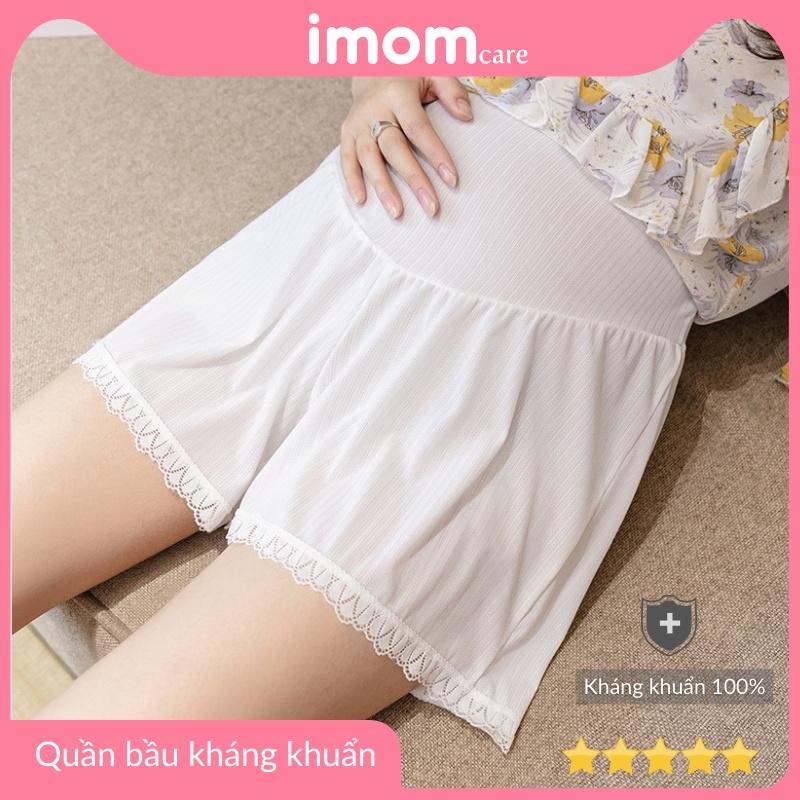 Quần đùi bầu vải lụa imom, có chun điều chỉnh, kháng khuẩn, khử mùi, viền ren sang trọng, mát mẻ - QB1