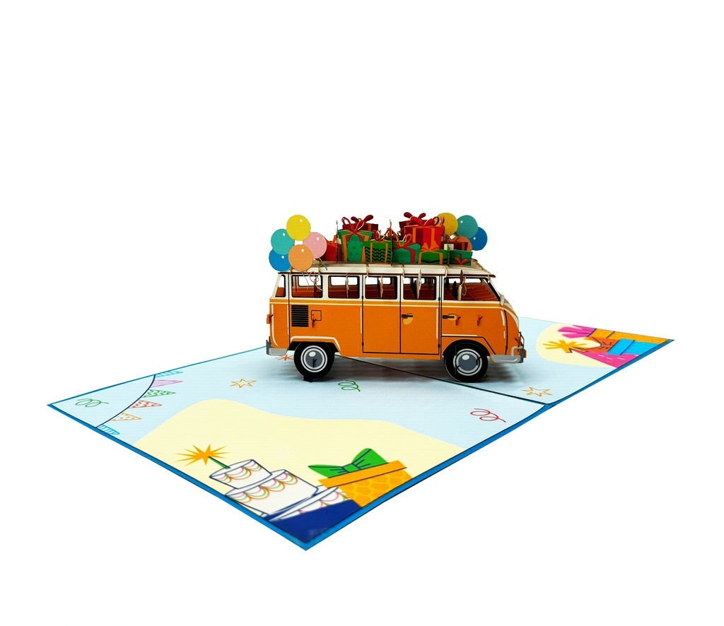 B31 -  Thiệp 3D Xe Buýt Sinh Nhật – Birthday Van – Pop Up Card Viethands Giftshop