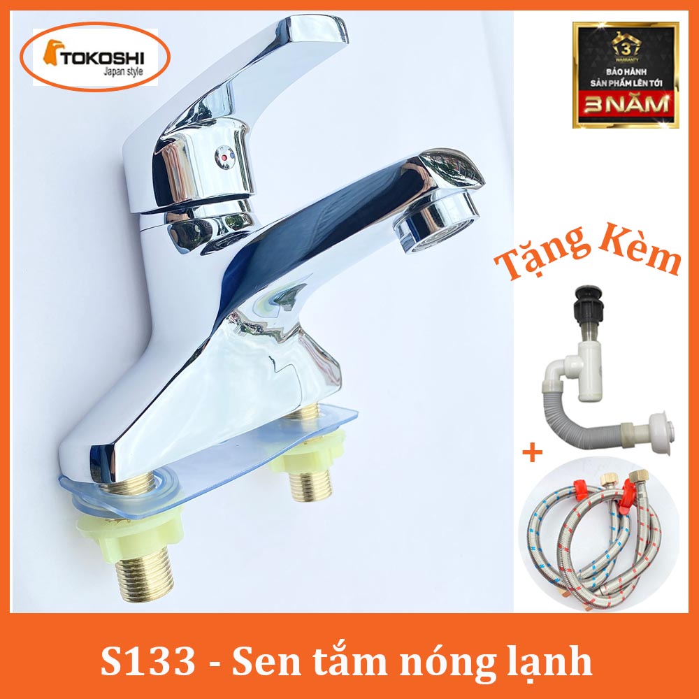 VÒI BỒN RỬA MẶT NÓNG LẠNH V133 TOKOSHI, VÒI ĐỒNG MẠ CROM CAO CẤP BẢO HÀNH CHÍNH HÃNG 3 NĂM (Kèm Ảnh Video Thật)