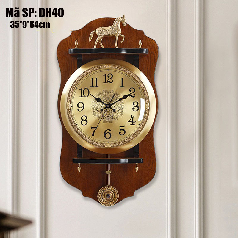 Đồng hồ treo tường quả lắc tân cổ điển DH40 - Đồ trang trí phòng khách - Quà tặng cao cấp