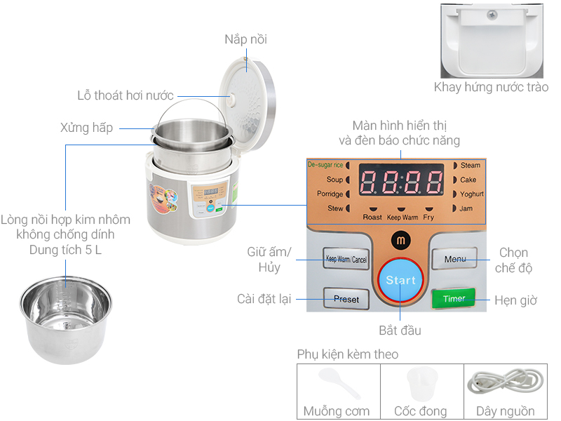 Nồi cơm điện tách đường Mishio MK188 - Hàng chính hãng