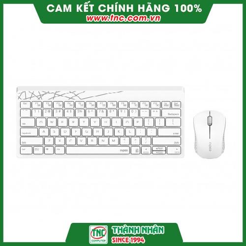 Combo bàn phím + chuột không dây Rapoo 8000M Trắng-Hàng chính hãng