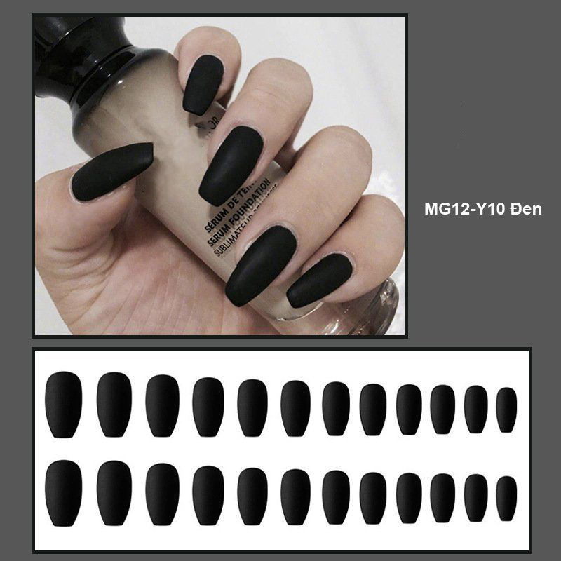 Set 24 nail giả, móng giả màu sắc đơn giản kiểu dáng độc đáo kèm keo dán MG12