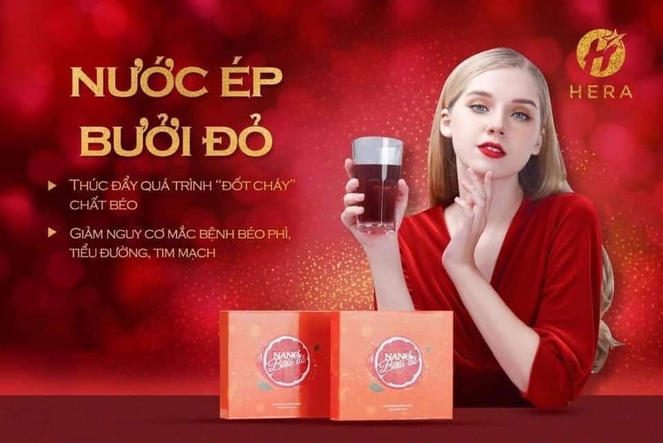 Nano Bưởi Đỏ Hera - Đẹp Da, tăng đề kháng Hộp 20 gói