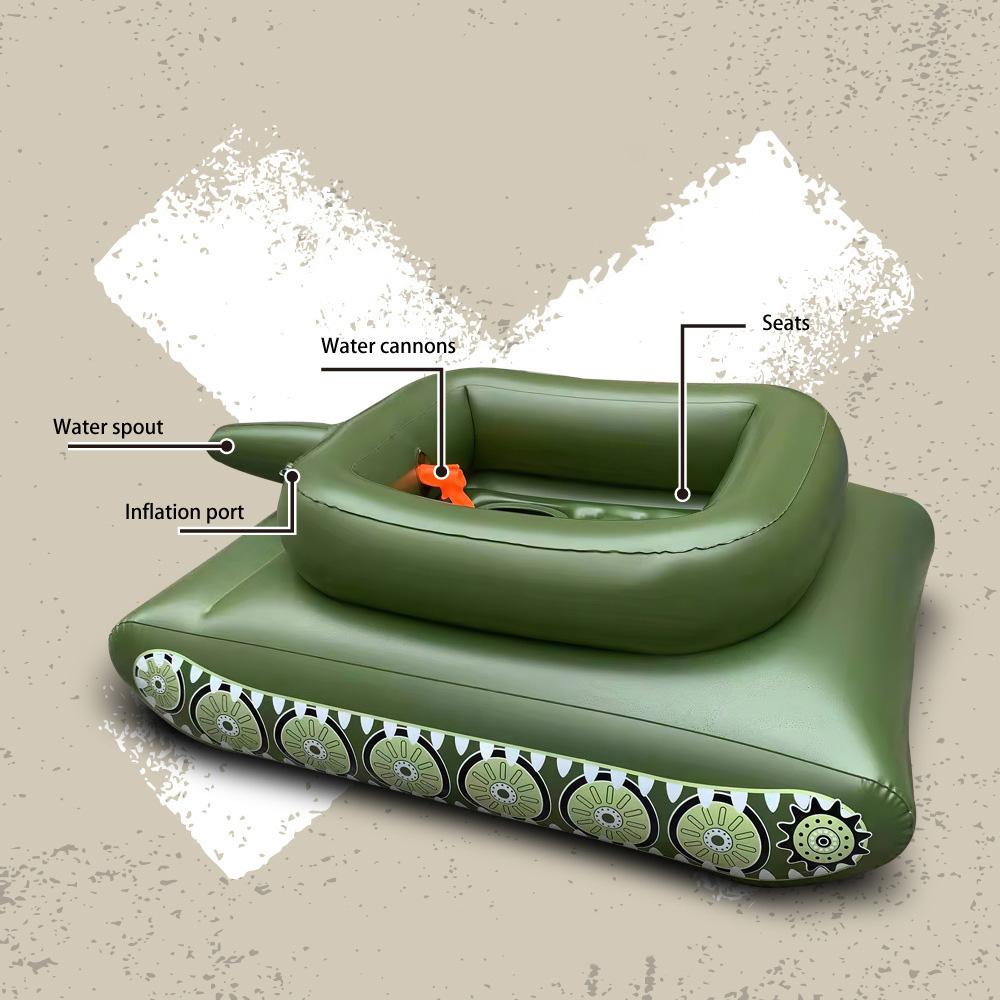 Phao nổi nhựa PVC bơm hơi hình xe tăng, đồ chơi nước cho trẻ em