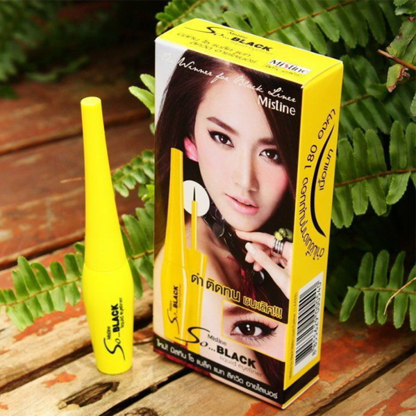 Bút kẻ mắt nước Mistine So Black Liquid Eyeliner Thái Lan 4.5g tặng móc khóa
