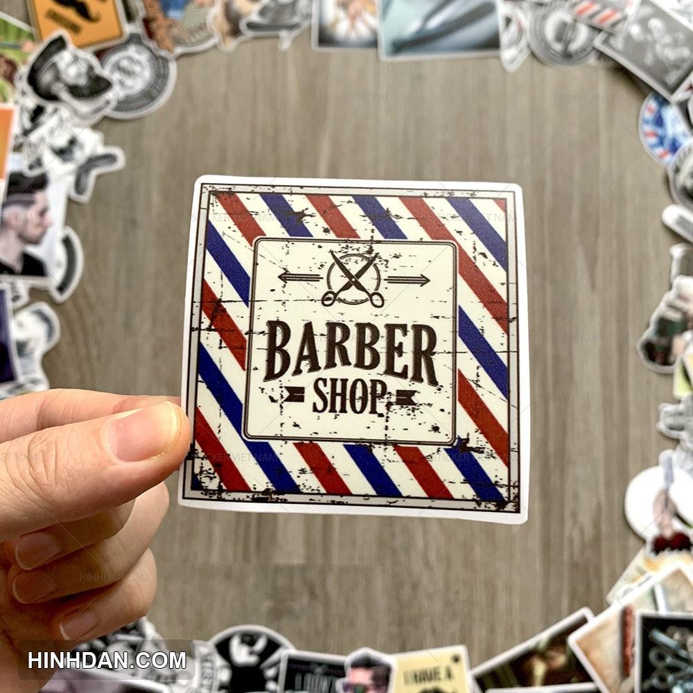 Sticker BARBER SHOP - dán trang trí tiệm tóc nam, cửa hàng cắt tóc nam - Chất Liệu PVC Cán Màng Chất Lượng Cao Chống Nước, Chống Nắng, Không Bong Tróc Phai Màu