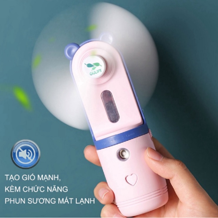 Quạt Cầm Tay Mini, Quạt Cầm Tay Phun Sương Làm Dịu Cơn Nóng Nhanh Chóng 2 Trong 1 - Kèm Quà Tặng