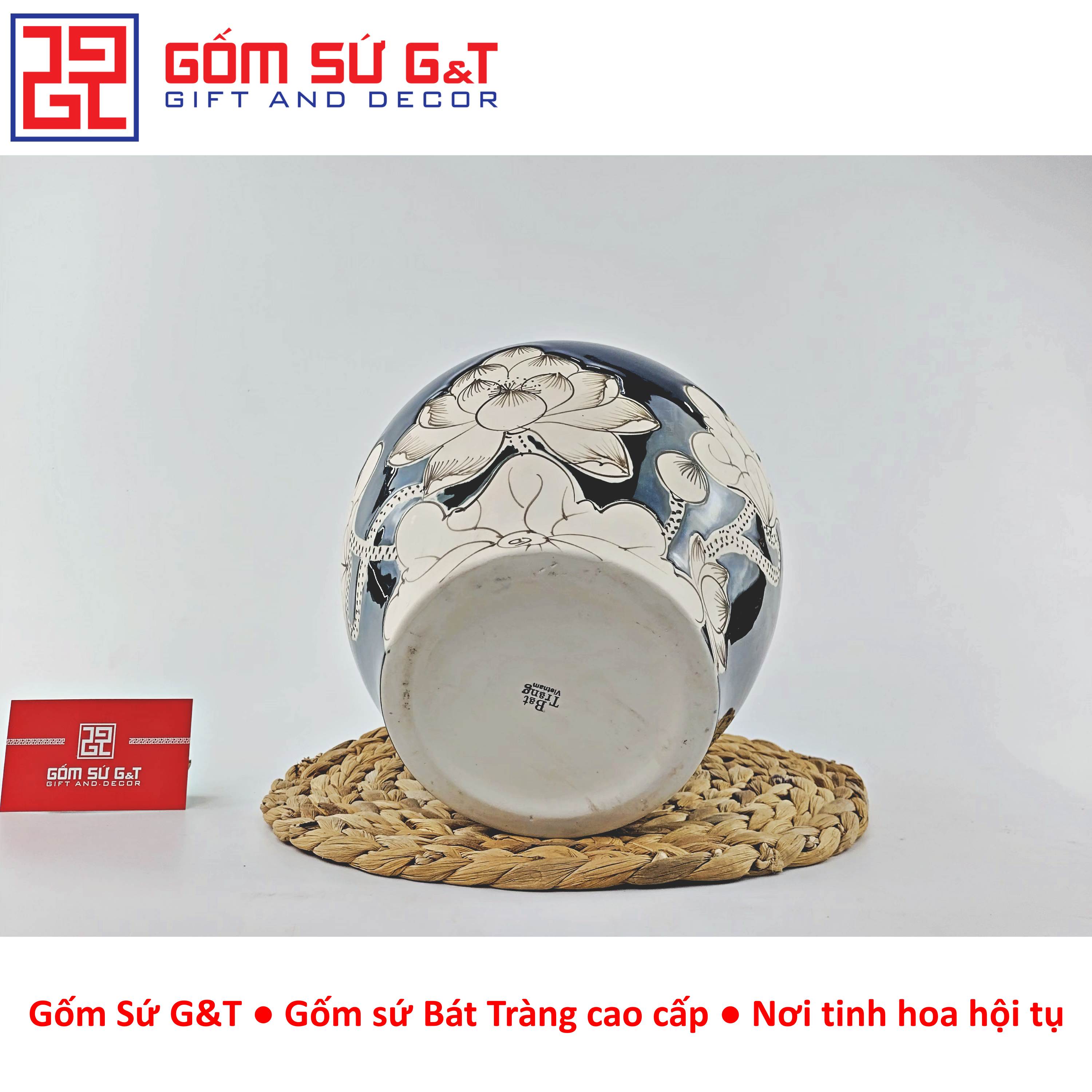 Lọ hoa men hỏa biến dáng vò vẽ sen Gốm Sứ G&amp;T