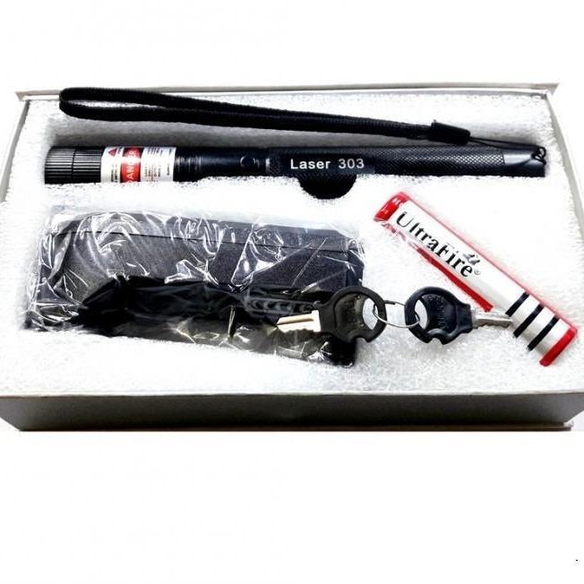 Đèn Pin Laser 303 Tia Đỏ Siêu Sáng Kèm Pin Và Sạc