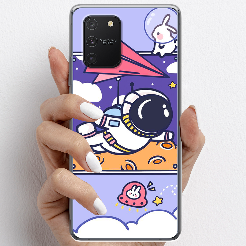 Ốp lưng cho Samsung Galaxy S10 Lite nhựa TPU mẫu Phi hành gia tím