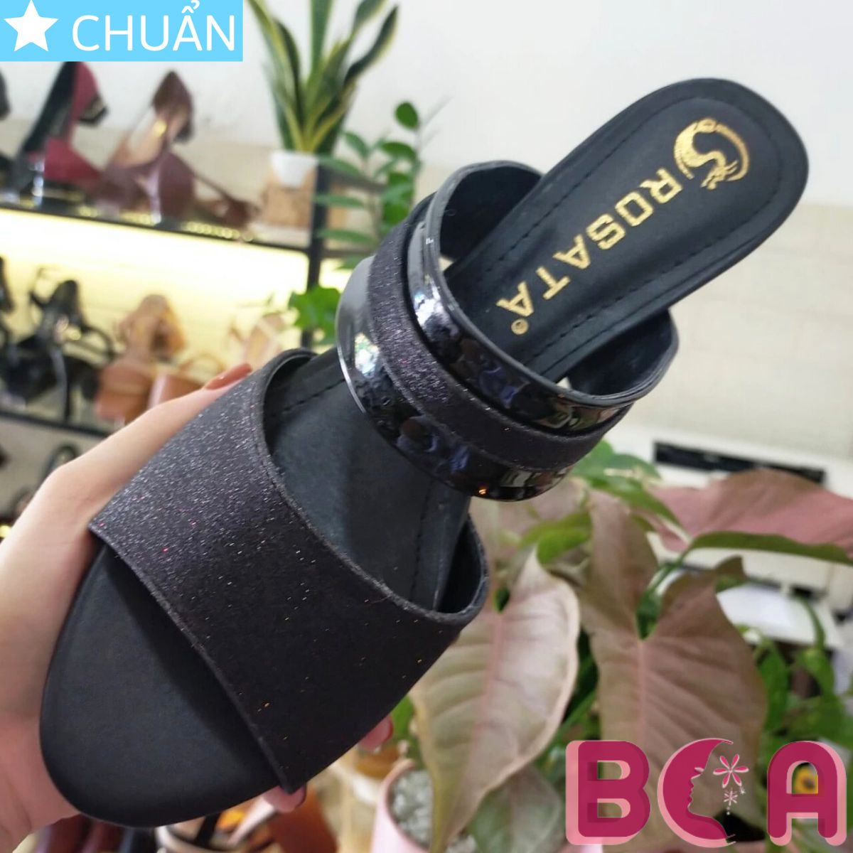 Sandal cao gót nữ 6p RO575 ROSATA tại BCASHOP đế dày, mặt nhám kim tuyết thời trang và lộng lẫy