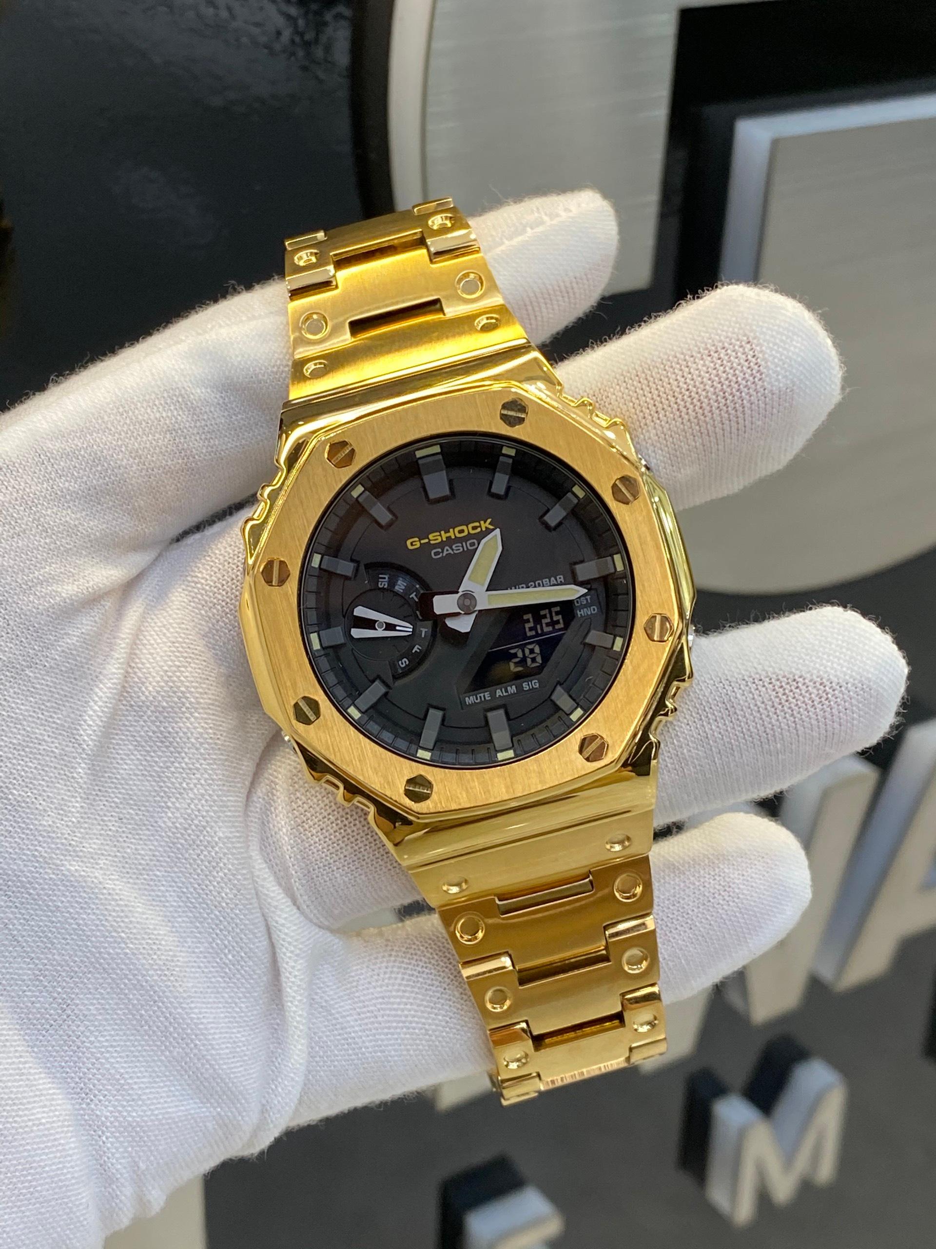 Đồng Hồ Nam Dây Thép Casio G-Shock GA-2100 Độ Giáp AP Gold Gen 1 | GA-2100 Custom AP Vàng Gen 1