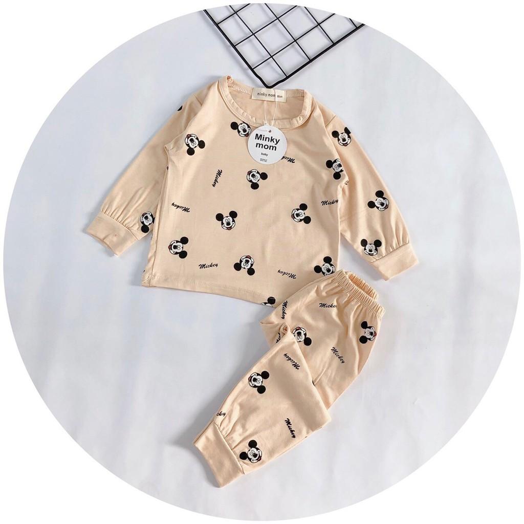 Bộ Dài Tay Minky Mom Chất Thun Lạnh Họa Tiết Mickey Dễ Thương Cho Bé