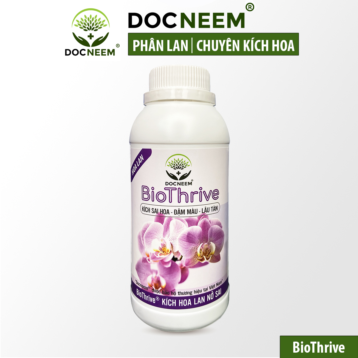 Phân bón kích hoa chuyên biệt cho hoa lan BIOTHRIVE giúp phong lan nở sai hoa hơn, lâu tàn, chuẩn form và đậm màu, hàng chính hãng thương hiệu Docneem