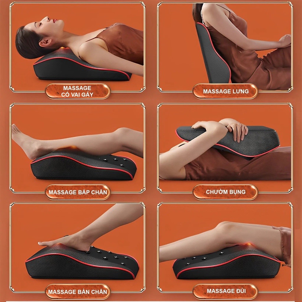 Gối massage cổ vai gáy, máy massage hồng ngoại 20 bi cao cấp hỗ trợ mát xa toàn thân bảo hành toàn quốc