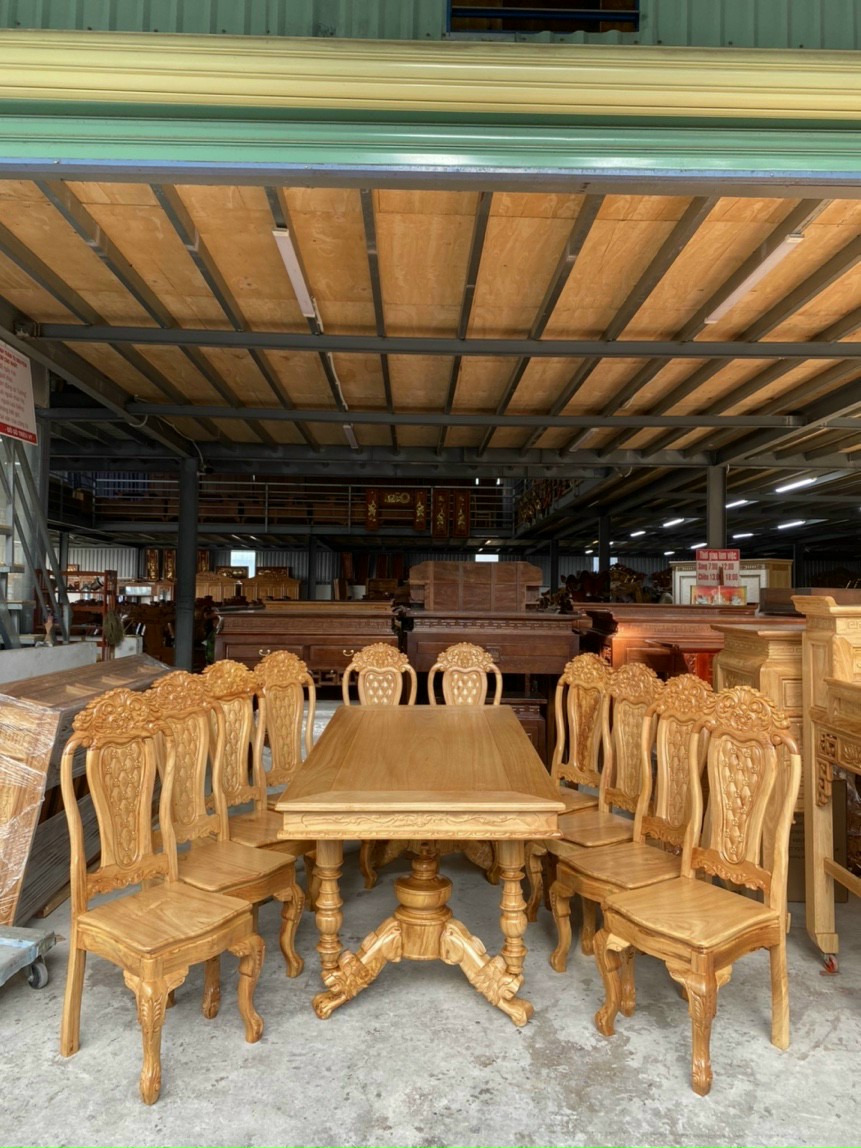 Bộ bàn ăn 8 ghế gỗ gõ đỏ mẫu mới siêu đẹp