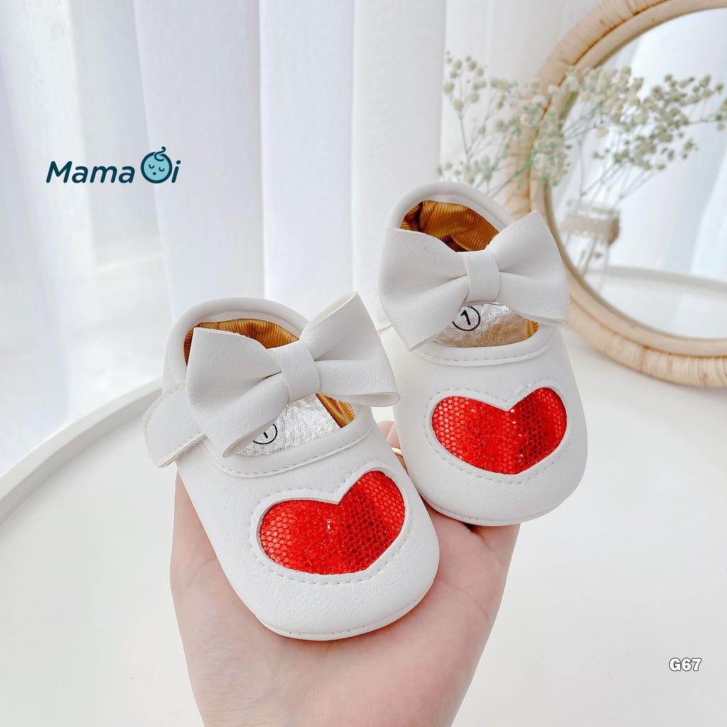 Giày búp bê cho bé tập đi chất da màu trắng hình trái tim mềm mại của Mama Ơi - Thời trang cho bé