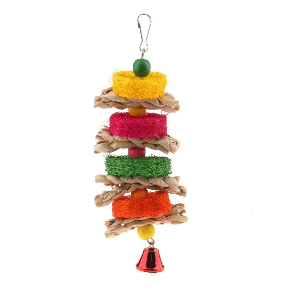 Pet Bites Parrot Climb Chew Toys Bell Swing Cage Hanging Cockatiel Parakeet