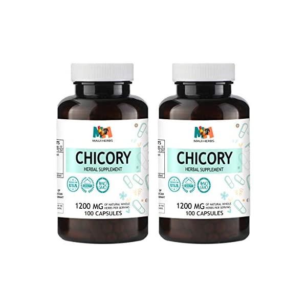 Chicory 100 Capsules, 1200 mg per Serving, Organic Chicory Root