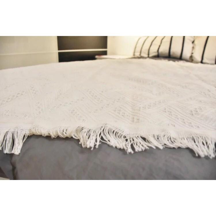 Thảm Trang Trí, Khăn Phủ Sofa Phong cách Bắc Âu MÀU TRẮNG 130x180cm