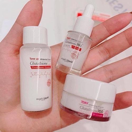 Bộ Kit 4 Sản Phẩm Dưỡng Trắng Da, Làm Mờ Thâm Angel's Liquid Whitening Program Glutathione Special Kit