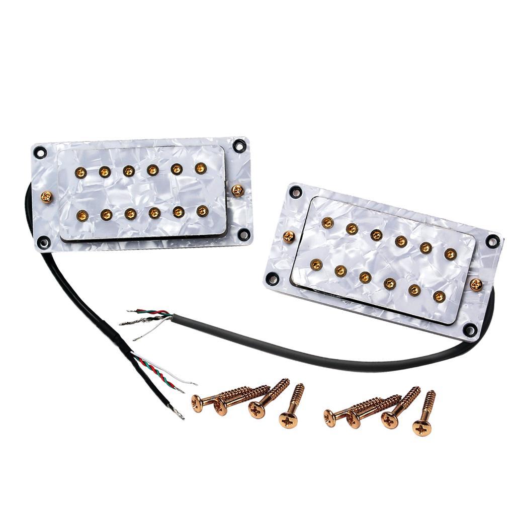 Height Adjustable Double Coil Neck Bridge Pickup for Electric Guitar White