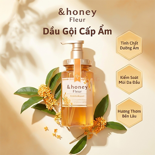 Dầu gội dưỡng ẩm hương hoa &amp;Honey Fleur Kinmokusei Moist Shampoo (450ml) - Hàng chính hãng