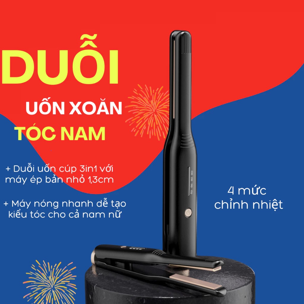 Máy uốn tóc tạo kiểu cho nam Sothing 2in 1 uốn duỗi ép đa năng với 4 mức nhiệt- Hàng chính hãng