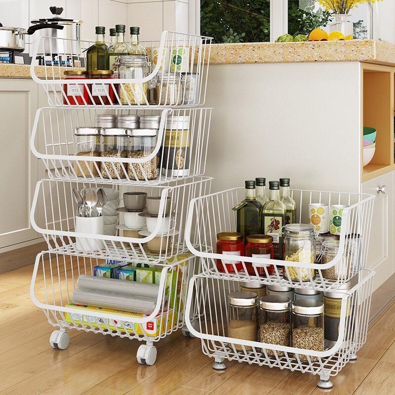 Kệ Đa Năng để rau, củ,quả Nhà Bếp lắp ghép có bánh xe , sơn tĩnh điện siêu bền,chống gỉ