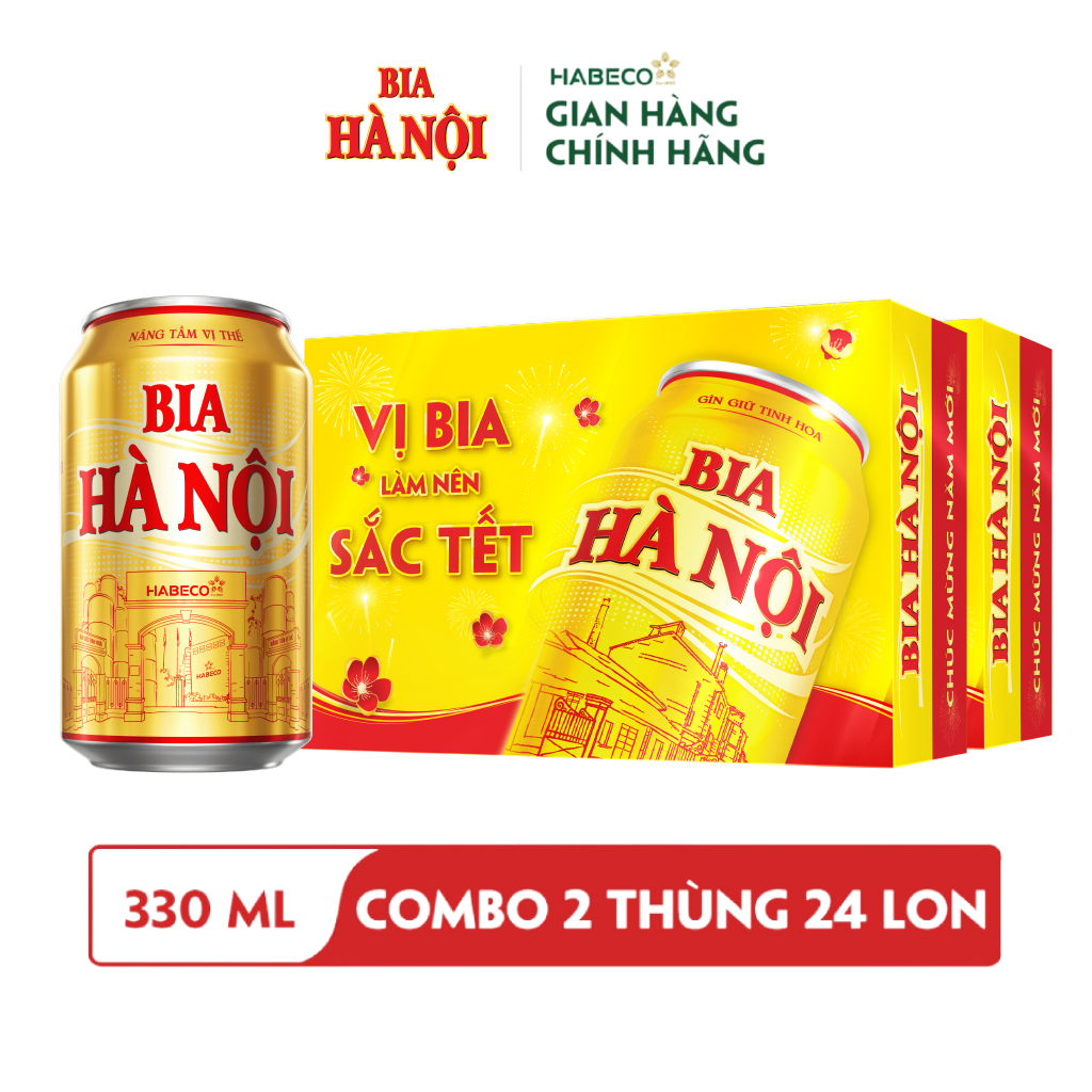 Combo 2 Thùng Bia Hà Nội - Thùng 24 lon 330ml - Phiên bản Tết 2024